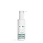 AMAZE hair hydrator in a white Karmameju pump bottle with a grey-green label on a white background