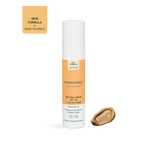 White and orange BB CREAM, SPF 30, deep bottle beside a smear of caramel brown tinted cream, with a New Formula label